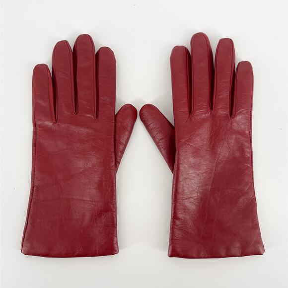 UGG dark red leather gloves cashmere lining - Picture 3 of 7